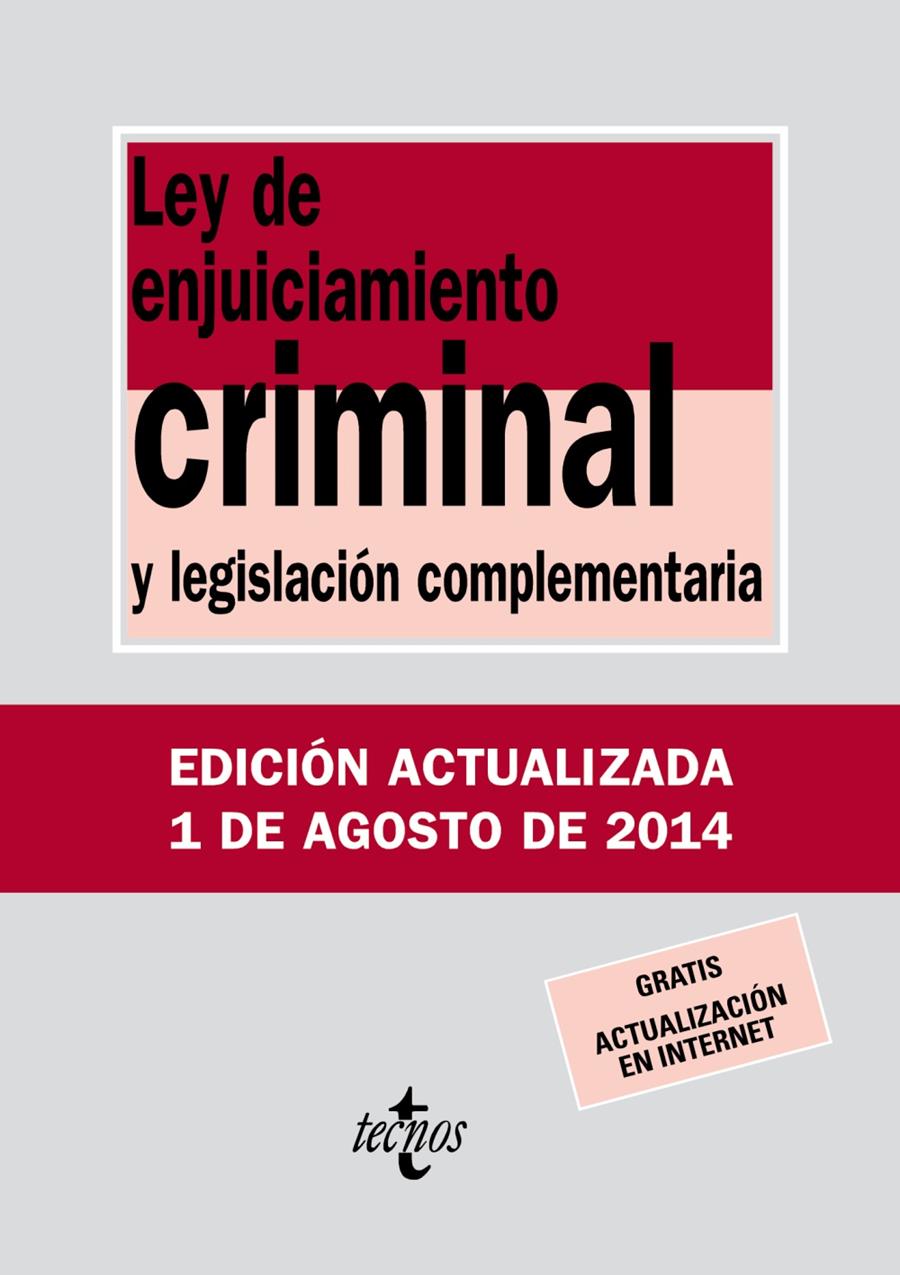 LEY DE ENJUICIAMIENTO CRIMINAL | 9788430962426 | EDITORIAL TECNOS | Llibreria Online de Banyoles | Comprar llibres en català i castellà online