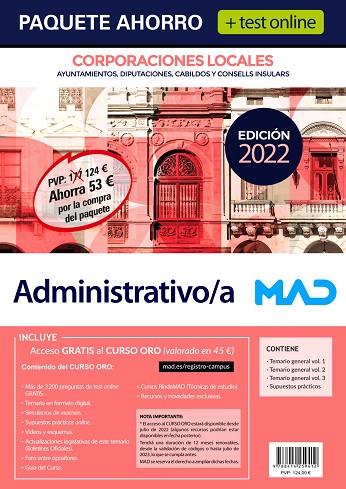 PAQUETE AHORRO + TEST ONLINE ADMINISTRATIVO/A DE CORPORACIONES LOCALES | 9788414259412 | USERO LOPEZ, JUAN CARLOS/PEREZ SANCHEZ-ROMATE, PATRICIA/CARRILLO PARDO, CLARA INES/GUERRERO ARROYO,  | Llibreria Online de Banyoles | Comprar llibres en català i castellà online