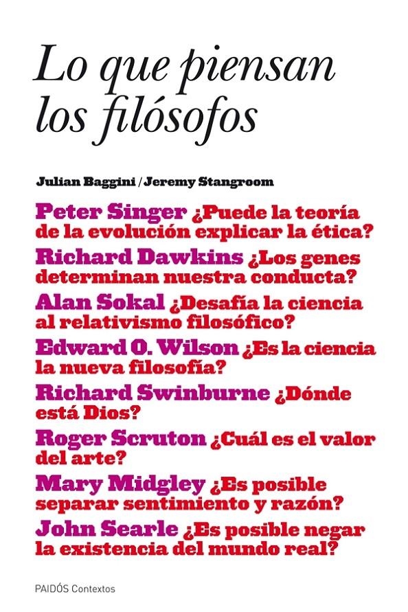 LO QUE PIENSAN LOS FILOSOFOS | 9788449325434 | BAGGINI, JULIAN / STANGROOM, JEREMY | Llibreria Online de Banyoles | Comprar llibres en català i castellà online