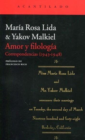 AMOR Y FILOLOGÍA | 9788416748150 | MALKIEL, YAKOV/LIDA, MARÍA ROSA/LIDA, M.R. & MAKIEL, Y. | Llibreria Online de Banyoles | Comprar llibres en català i castellà online