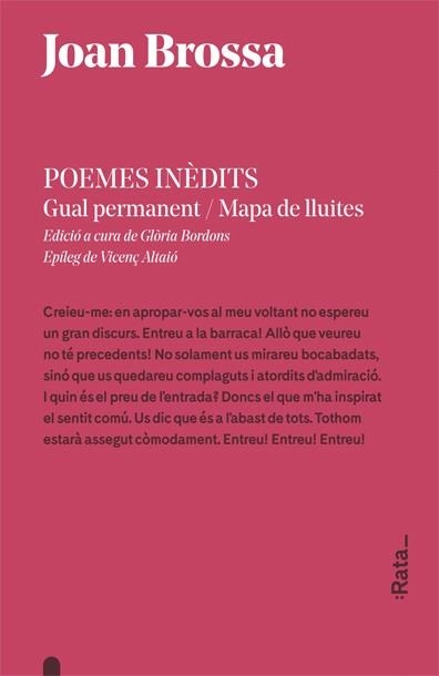 POEMES INÈDITS | 9788416738243 | BROSSA I CUERVO, JOAN | Llibreria Online de Banyoles | Comprar llibres en català i castellà online