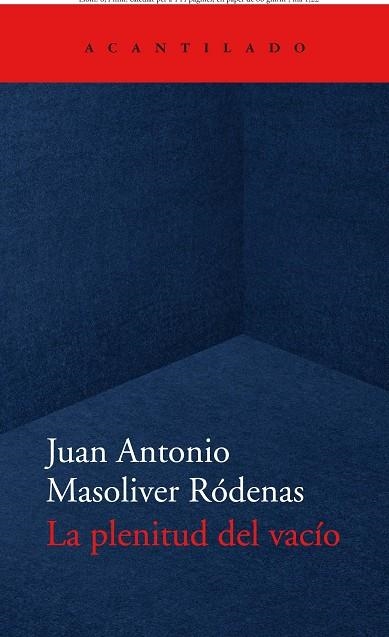 PLENITUD DEL VACÍO, LA | 9788418370779 | MASOLIVER RÓDENAS, JUAN ANTONIO | Llibreria Online de Banyoles | Comprar llibres en català i castellà online