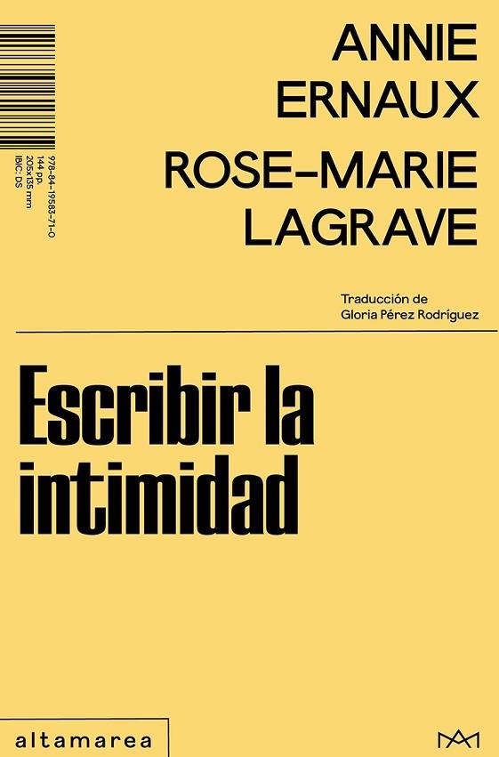 ESCRIBIR LA INTIMIDAD | 9788419583710 | ERNAUX, ANNIE/LAGRAVE, ROSE-MARIE | Llibreria L'Altell - Llibreria Online de Banyoles | Comprar llibres en català i castellà online - Llibreria de Girona