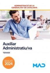 AUXILIAR ADMINISTRATIU. TEMARI. GENERALITAT DE CATALUÑA | 9788414282847 | AA. VV. | Llibreria Online de Banyoles | Comprar llibres en català i castellà online